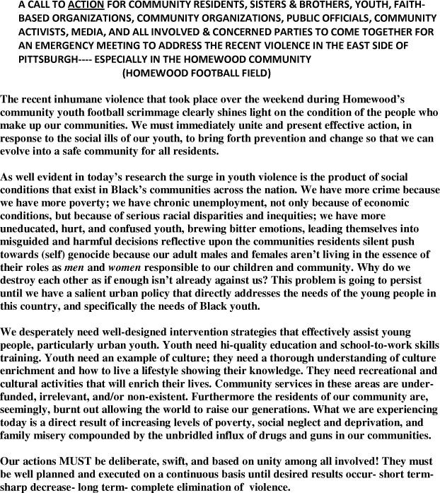 COMMUNITY EMPOWERMENT ASSOCIATION, INC. ACTION ALERT COMMUNITY MEETING RESPONSE TO THE